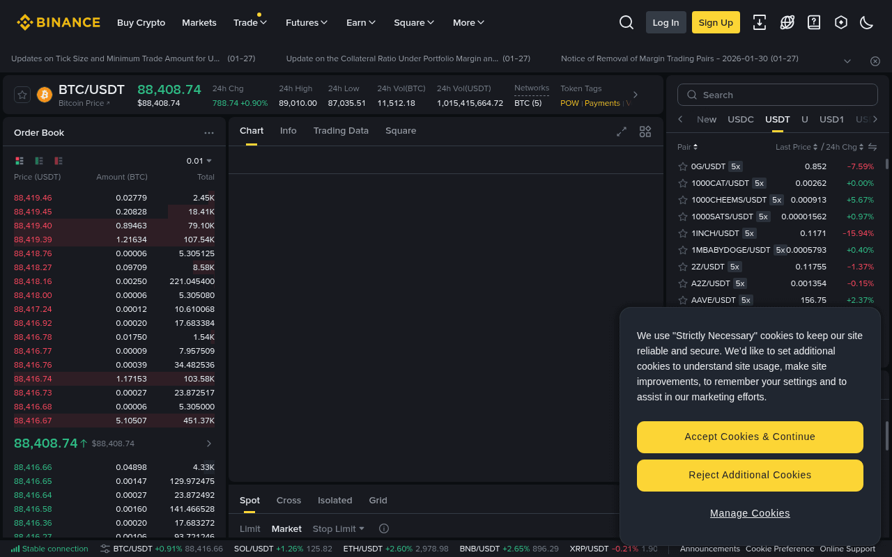 Binance Trading Interface