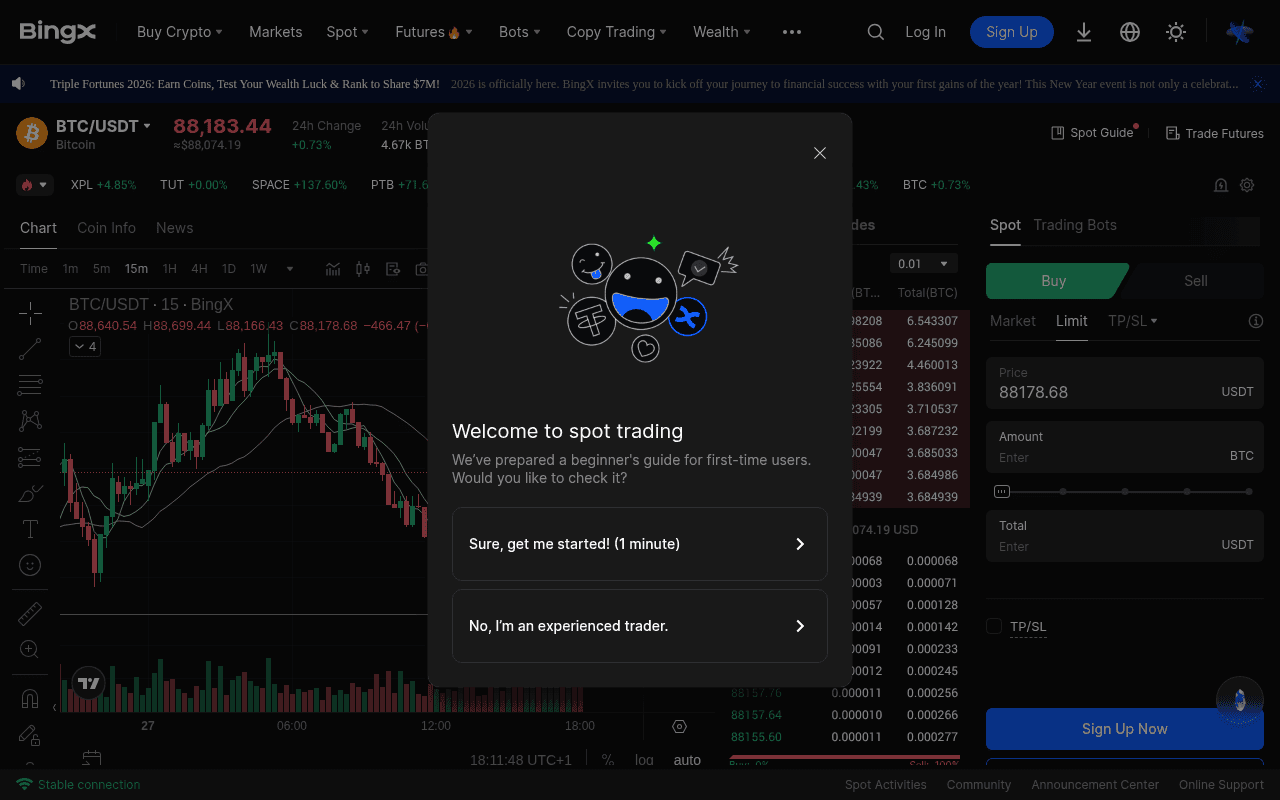 BingX trading interface