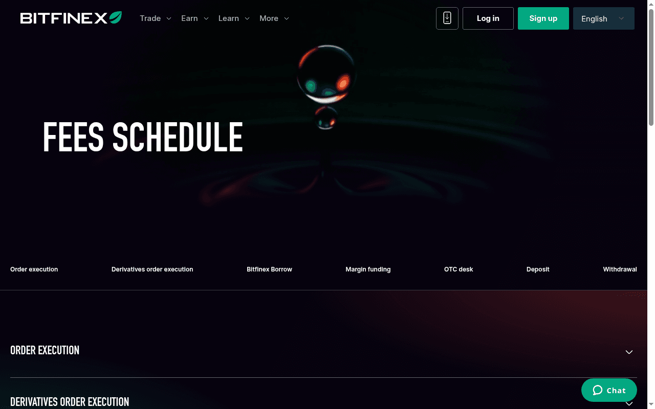 Fees overview on desktop